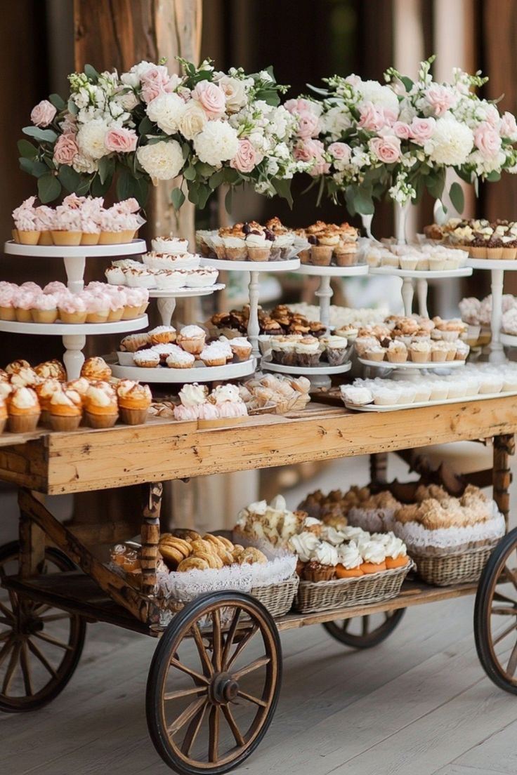 Montaje de mesa de postres de boda