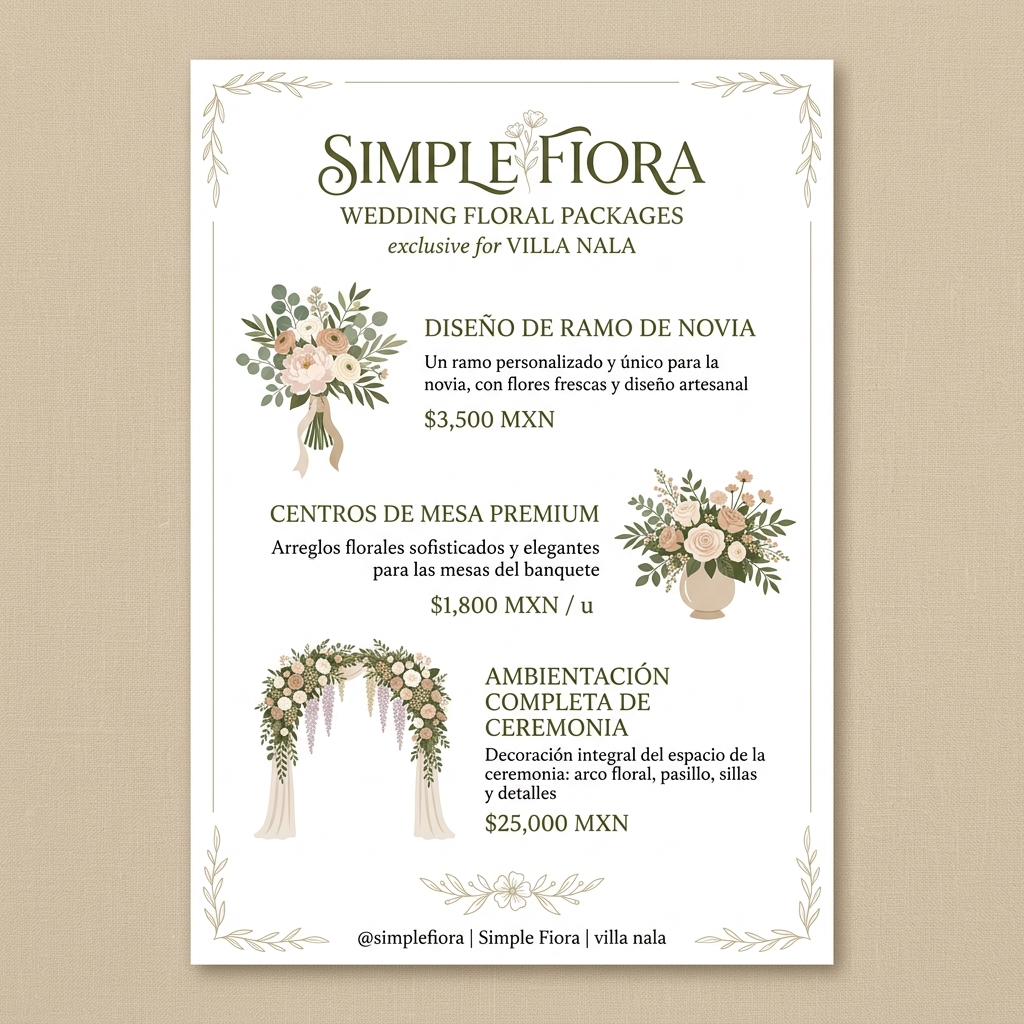 Precios Exclusivos Simple Fiora para Villa Nala